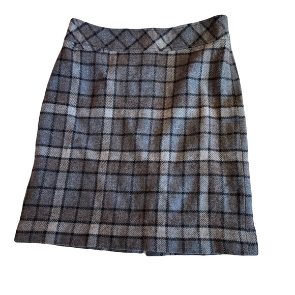 Women's L.L. Bean Plaid Wool Pencil Skirt, Gray Black, Size 12 - Picture 1 of 10